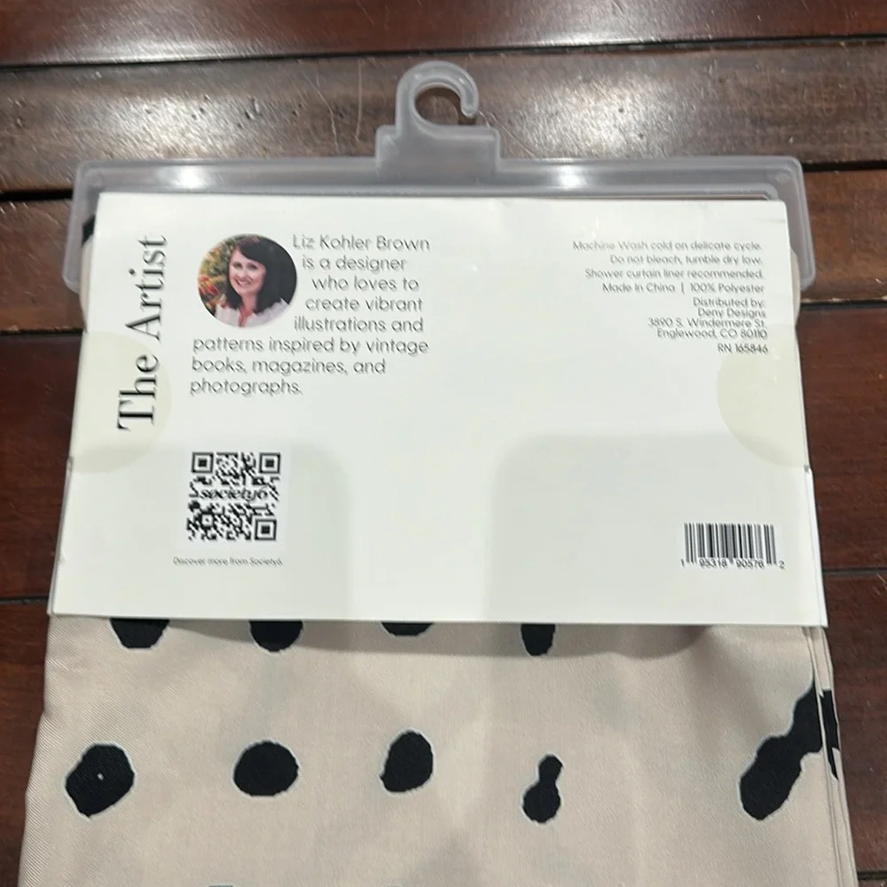 Society6 Black and Cream Polka Dot Shower Curtain